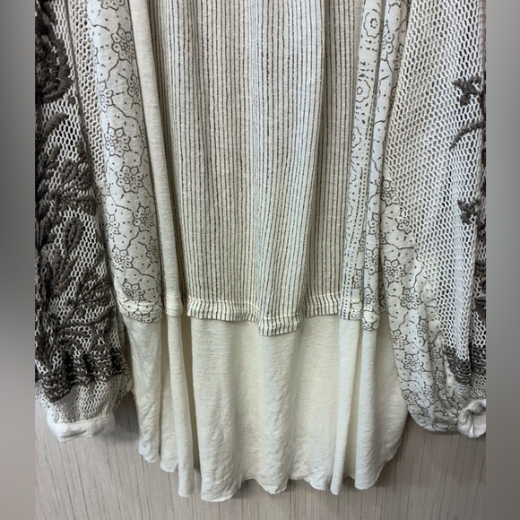 Free People Embroidered Cream Brown Dreams Tunic Blouse Small - Picture 4 of 11